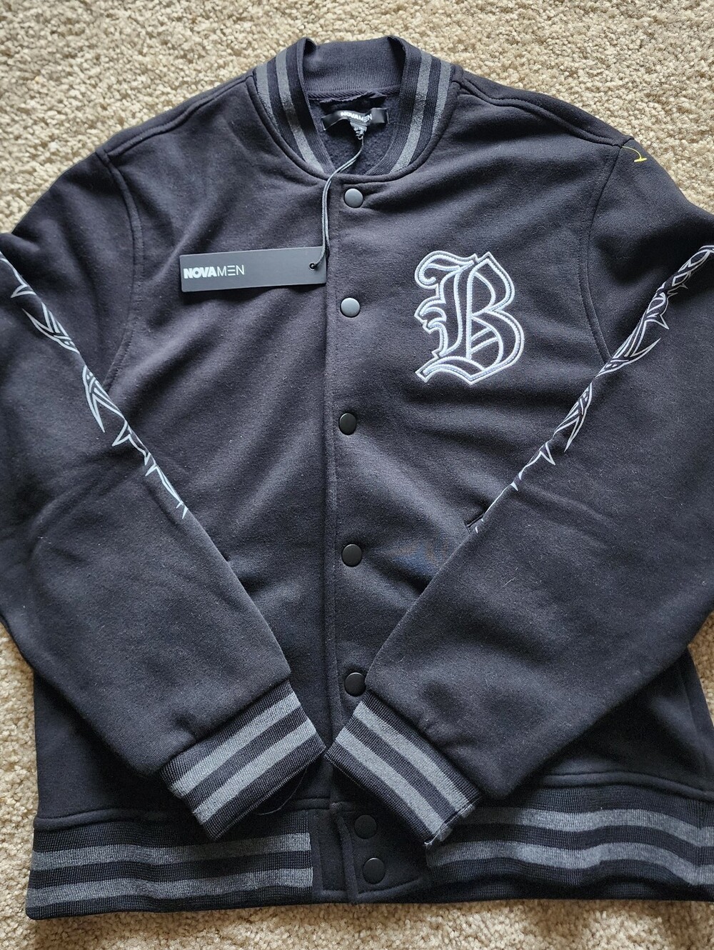 NWT MEN'S BLESSED VARSITY JACKET Y2K STYLE SIZE L NOVAMEN